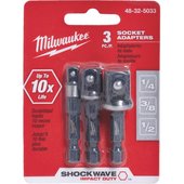 Milwaukee Shockwave 3-Piece 1/4" Hex Socket Adapter Set - 48-32-5033